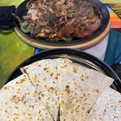 La Hacienda Del Patron Mexican Kitchen - Chicken fajita and steak quesadilla.