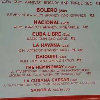 La Cubana - Menu - Cuban Near Me - Toronto, Ontario