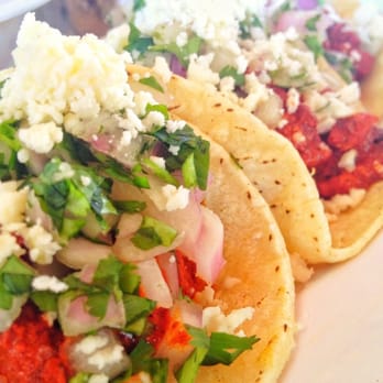 Seis Kitchen - Close up of tacos al pastor - Mexican Near Me - Tucson, Arizona Seis Kitchen - Close up of tacos al pastor - Mexican Near Me - Tucson, Arizona
