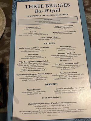 Menu photo 1 Three Bridges Bar and Grill at Villa del Lago Orlando, FL Menu photo 1 Three Bridges Bar and Grill at Villa del Lago Orlando, FL