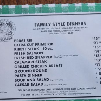 Mac's Old House - Menu - American Near Me - Antioch, California Mac's Old House - Menu - American Near Me - Antioch, California