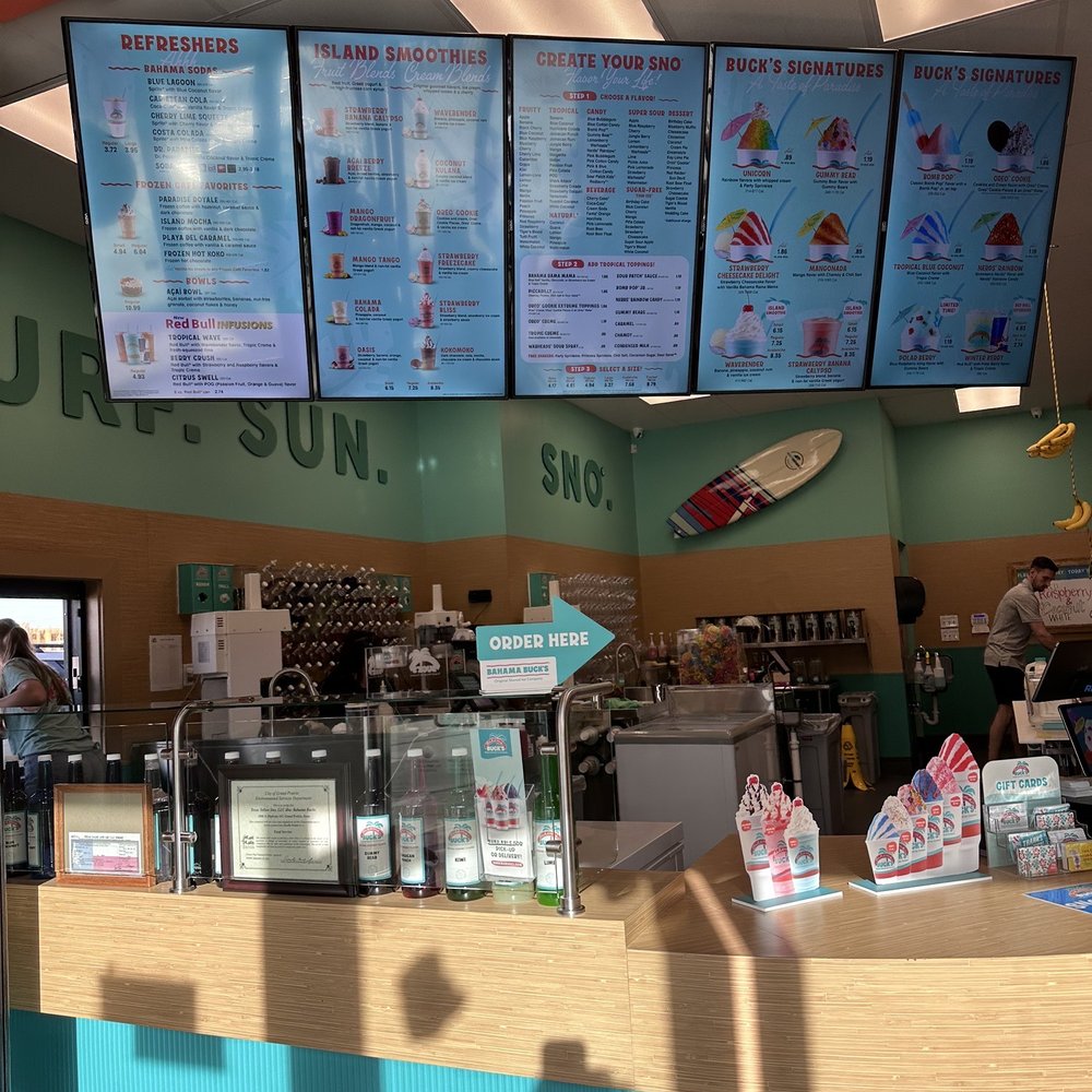 Bahama Buck's - Grand Prairie - menus on the wall - Juice Bars & Smoothies Near Me - Grand Prairie, Texas Bahama Buck's - Grand Prairie - menus on the wall - Juice Bars & Smoothies Near Me - Grand Prairie, Texas