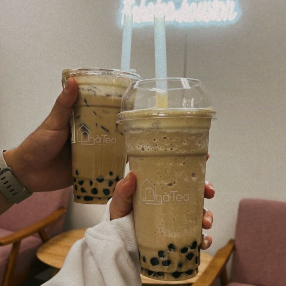 Nhà Tea - Iced and blended Vietnamese coffee with cream brûlée foam and honey boba - Bubble Tea Near Me - Houston, Texas Nhà Tea - Iced and blended Vietnamese coffee with cream brûlée foam and honey boba - Bubble Tea Near Me - Houston, Texas