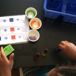 A Step Ahead Montessori  - Color mixing - primary colors make secondary colors