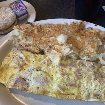 Niles Grill & Diner - Ham and cheese omelette with hash browns and English muffin. - Diners Near Me - Niles, Illinois