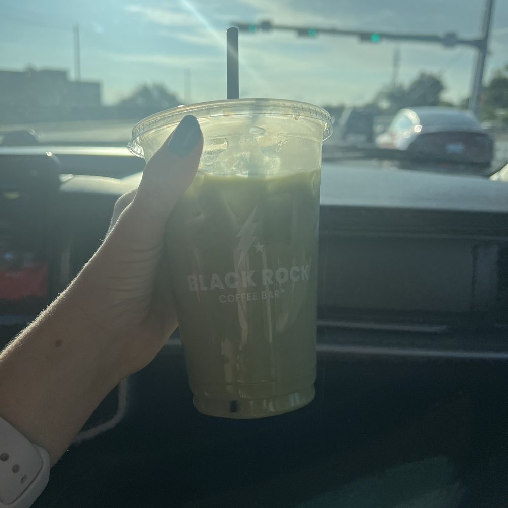 Iced matcha latte with almond milk and lavender Iced matcha latte with almond milk and lavender