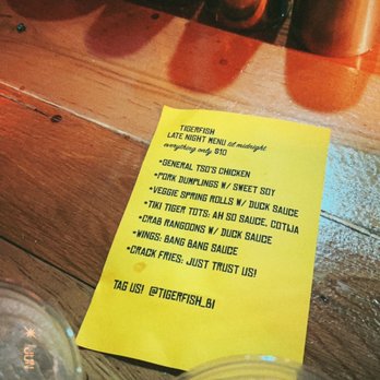 TigerFish - Late Night Menu - Asian Fusion Near Me - Block Island, Rhode Island