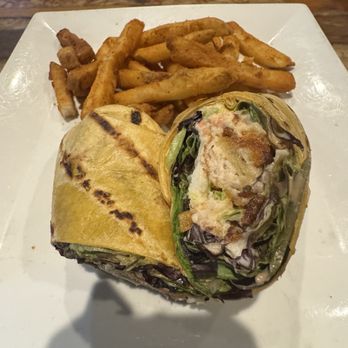 Thirsty Turtle SeaGrill - Parko Fried Mahi wrap with the best fries ever.  So good! - Seafood Near Me - Juno Beach, Florida