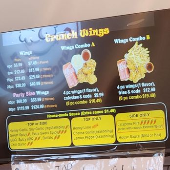 Crunchicken - Wing combo menu - Korean Near Me - Cypress, California