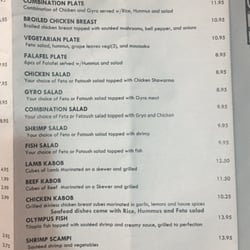 Olympus Greek & Lebanese Restaurant - Menu