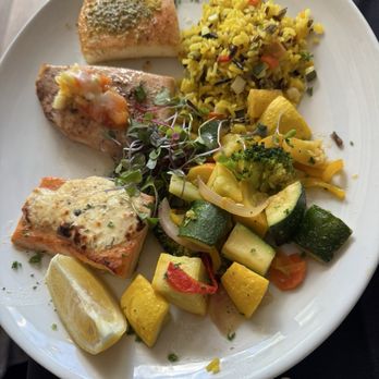 Jonathan’s on Brick Street - Trio of fish. Halibut, salmon and mahi mahi. - Salad Near Me - Delavan, Wisconsin Jonathan’s on Brick Street - Trio of fish. Halibut, salmon and mahi mahi. - Salad Near Me - Delavan, Wisconsin