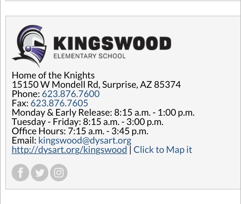 KINGSWOOD ELEMENTARY SCHOOL 15150 W Mondell Rd, Surprise, Arizona Elementary Schools Phone