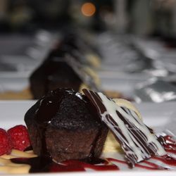 Orange Blossom Catering - Molten chocolate cake with raspberry glacé