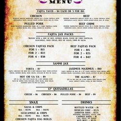 Fajita Jax - Food Truck Menu