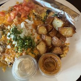 Tiztal Chorizo Scramble with a side of steak