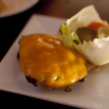 Smaltimore - Make-your-own Elk burger with pickles, tomato, cheddar and (not shown) BBQ sauce. Pretty good. - Sushi Bars Near Me - Baltimore, Maryland