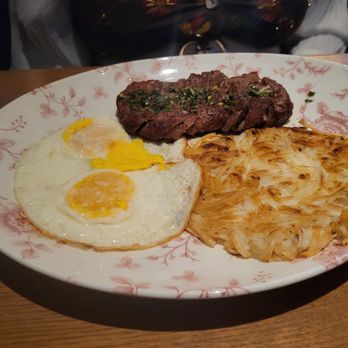 HIDE+SEEK - teak & Eggs - 8oz. steak, two eggs your way, hash browns, salmoriglio - New American Near Me - Chicago, Illinois HIDE+SEEK - teak & Eggs - 8oz. steak, two eggs your way, hash browns, salmoriglio - New American Near Me - Chicago, Illinois