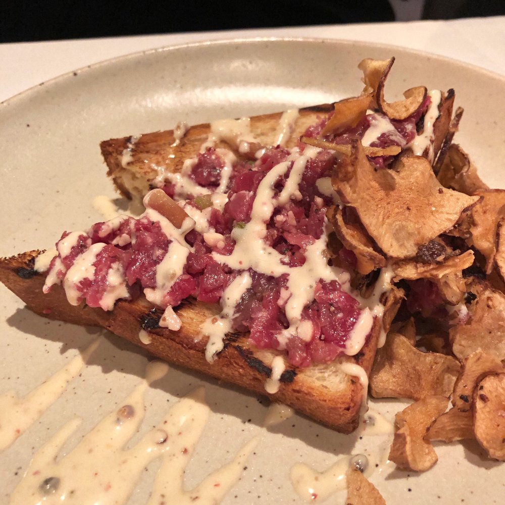 Brix & Mortar - Beef Tenderloin Tartare on Toast - Wine Bars Near Me - Vancouver, British Columbia Brix & Mortar - Beef Tenderloin Tartare on Toast - Wine Bars Near Me - Vancouver, British Columbia