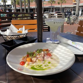 Flying Iguana - Shrimp ceviche, margarita, chips, and salsa on the patio - Latin American Near Me - Neptune Beach, Florida Flying Iguana - Shrimp ceviche, margarita, chips, and salsa on the patio - Latin American Near Me - Neptune Beach, Florida