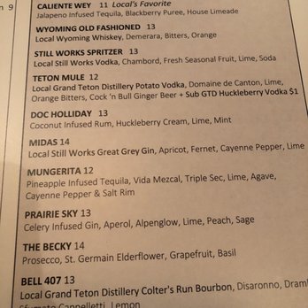 Gather in Jackson Hole - Craft cocktail menu. - New American Near Me - Jackson, Wyoming Gather in Jackson Hole - Craft cocktail menu. - New American Near Me - Jackson, Wyoming