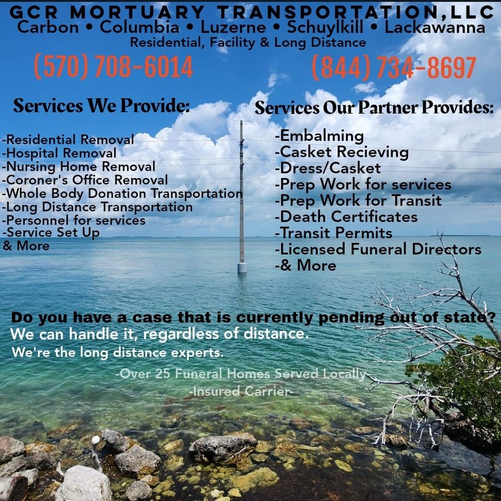 GCR MORTUARY TRANSPORTATION Freeland, Pennsylvania Medical