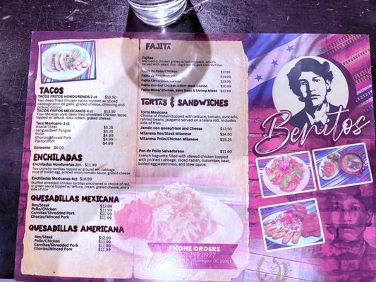 Menu photo 1 Benitos Place Washington, DC, DC Menu photo 1 Benitos Place Washington, DC, DC
