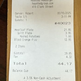 Haunted Hamburger - Our check - Burgers Near Me - Jerome, Arizona