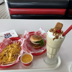 Steak ’n Shake - Super Sized Beef Tallow French Fries, Garlic Double Bacon Cheeseburger, Biscoff Shake. Absolutely AMAZING!