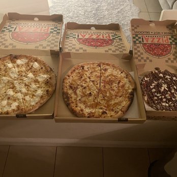 Pizzaiola - Left to right: 4 cheese, carbonara, Nutella - Pizza Near Me - Miami, Florida Pizzaiola - Left to right: 4 cheese, carbonara, Nutella - Pizza Near Me - Miami, Florida
