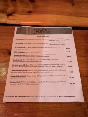 Menu photo 2 Mac's Steak House Rotorua, BOP