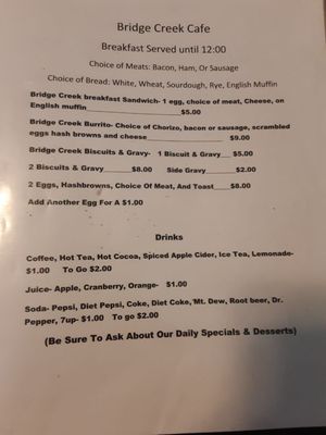 Menu photo 4 Bridge creek café Mitchell, OR Menu photo 4 Bridge creek café Mitchell, OR