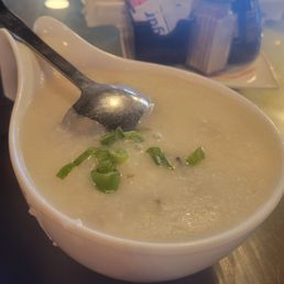 Pork and egg congee