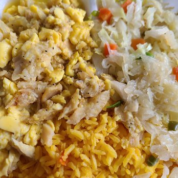 Eva's Jamaican Kitchen - Ackee & Saltfish w/ cabbage & yellow rice - Caribbean Near Me - Jacksonville, Florida Eva's Jamaican Kitchen - Ackee & Saltfish w/ cabbage & yellow rice - Caribbean Near Me - Jacksonville, Florida