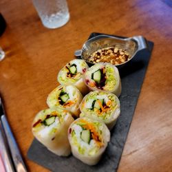 5 Thai Bistro - Fresh/Summer Rolls with shrimp: Why is there like a whole quarter cucumber in there?
