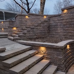 Ideal Landscape - Versa-Lok Retaining Wall, Outdoor Stone Staircase, Paver Walkway, and Landscape Lighting completed by Ideal Landscape Belleville, Il