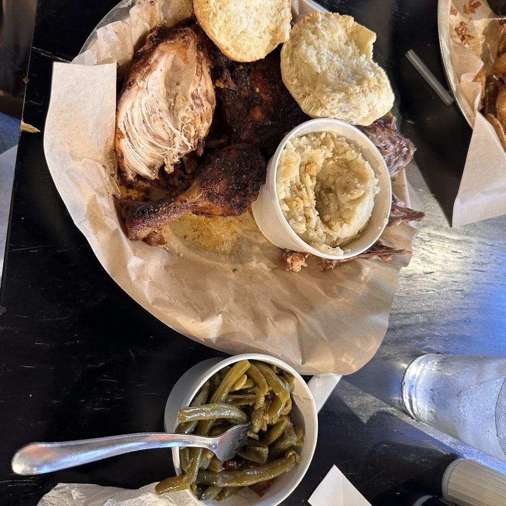 This is The Urban Cowboy with an extra side of green beans because their green beans are DELICIOUS!!