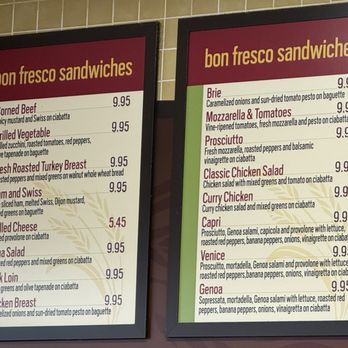 Bon Fresco - The Sandwich Menu! - Bakeries Near Me - Columbia, Maryland