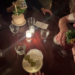 Dirty martini and piña colada