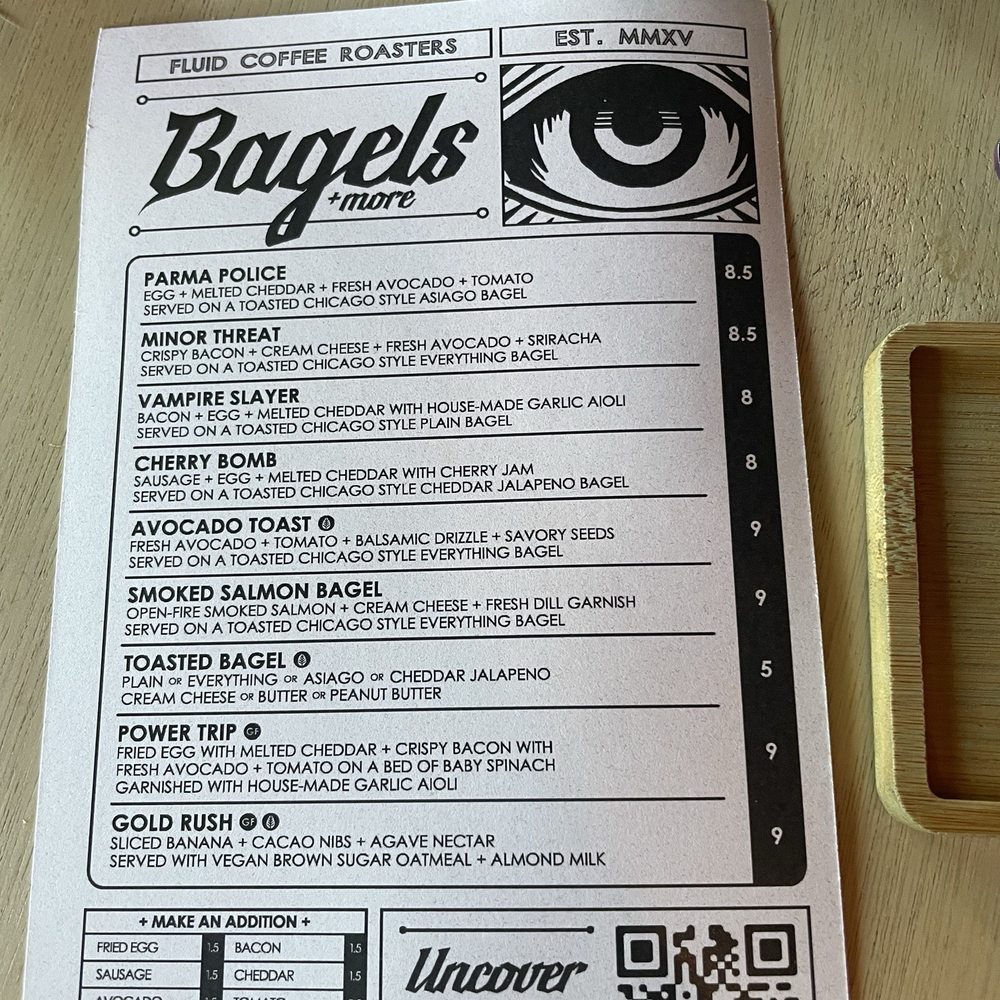 Fluid Coffee Roasters - Bagel menu - Coffee & Tea Near Me - Valparaiso, Indiana Fluid Coffee Roasters - Bagel menu - Coffee & Tea Near Me - Valparaiso, Indiana