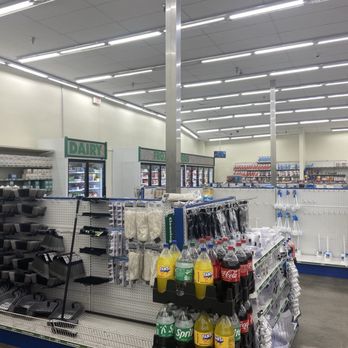 Dollar Tree - Overview of back of store , they have dairy section and produce in the corner - Discount Store Near Me - Alhambra, California