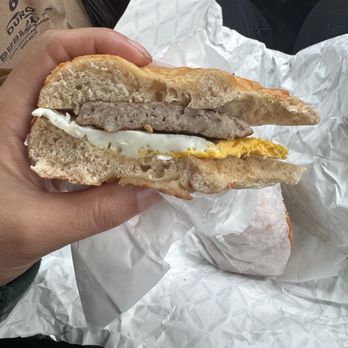 Dan’s Bagels - Sausage & egg on Asiago - Bagels Near Me - Grapevine, Texas