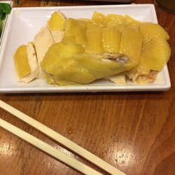 Hainanese chicken.