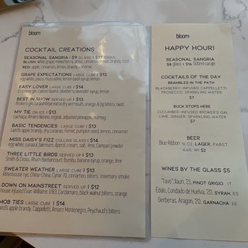 Bloom - Menu - Tapas/Small Plates Near Me - Roanoke, Virginia
