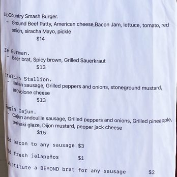Upcountry Sausage - Menu - April 2022 - Breweries Near Me - Makawao, Hawaii Upcountry Sausage - Menu - April 2022 - Breweries Near Me - Makawao, Hawaii