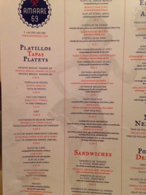 Menu photo 2 Amarre 69 Barcelona, B