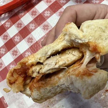 Deli News Pizza - Mostly bread and cheese and small piece of chicken. - Italian Near Me - Long Beach, California Deli News Pizza - Mostly bread and cheese and small piece of chicken. - Italian Near Me - Long Beach, California