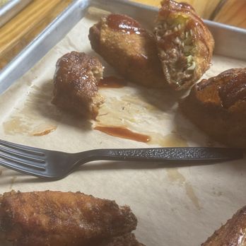 LocalCraft BBQ - Cherry Bomb Egg rolls with Brisket, jalapenos and cheese. - Barbeque Near Me - Newark, Texas