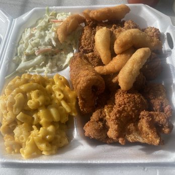Captain Johns Seafood - Catfish bites, oysters , Mac, coleslaw, and hush puppies. lemonade - Comfort Food Near Me - Rolesville, North Carolina Captain Johns Seafood - Catfish bites, oysters , Mac, coleslaw, and hush puppies. lemonade - Comfort Food Near Me - Rolesville, North Carolina