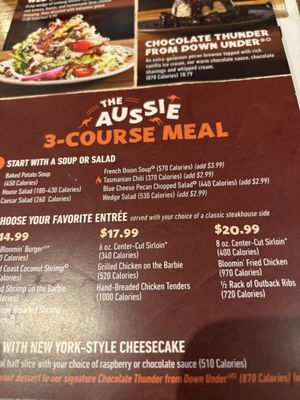 Outback Steakhouse down under Menu With Prices: Ultimate Guide 2025