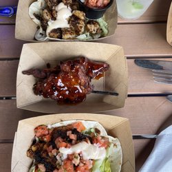 Brother Shucker's Bar and Grill - Shrimp taco. Fish taco. Chicken skewers.
